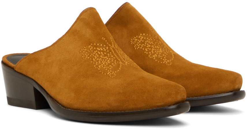 Brown papillon mules