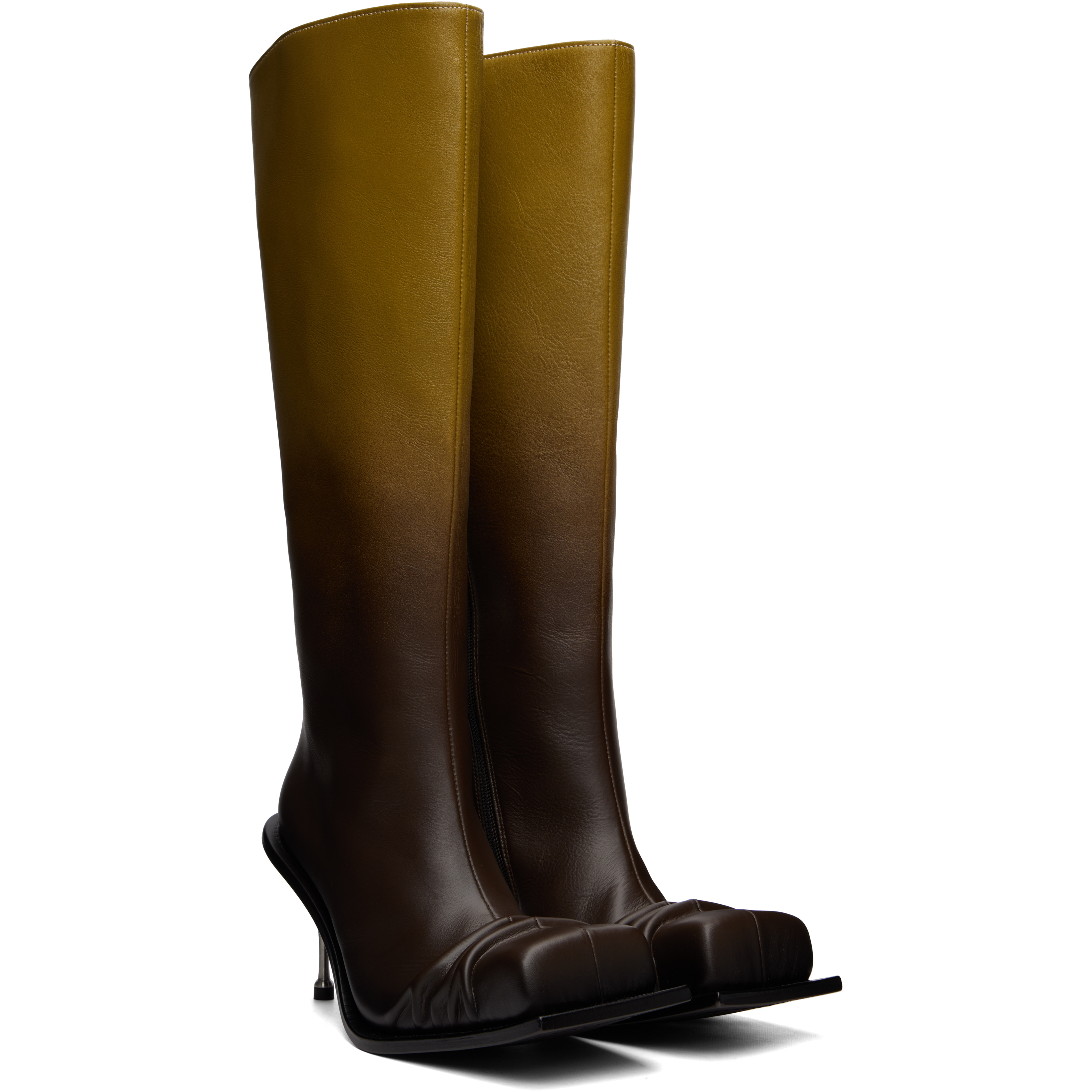 Brown Stiletto Heel Classic Square Toe Boots