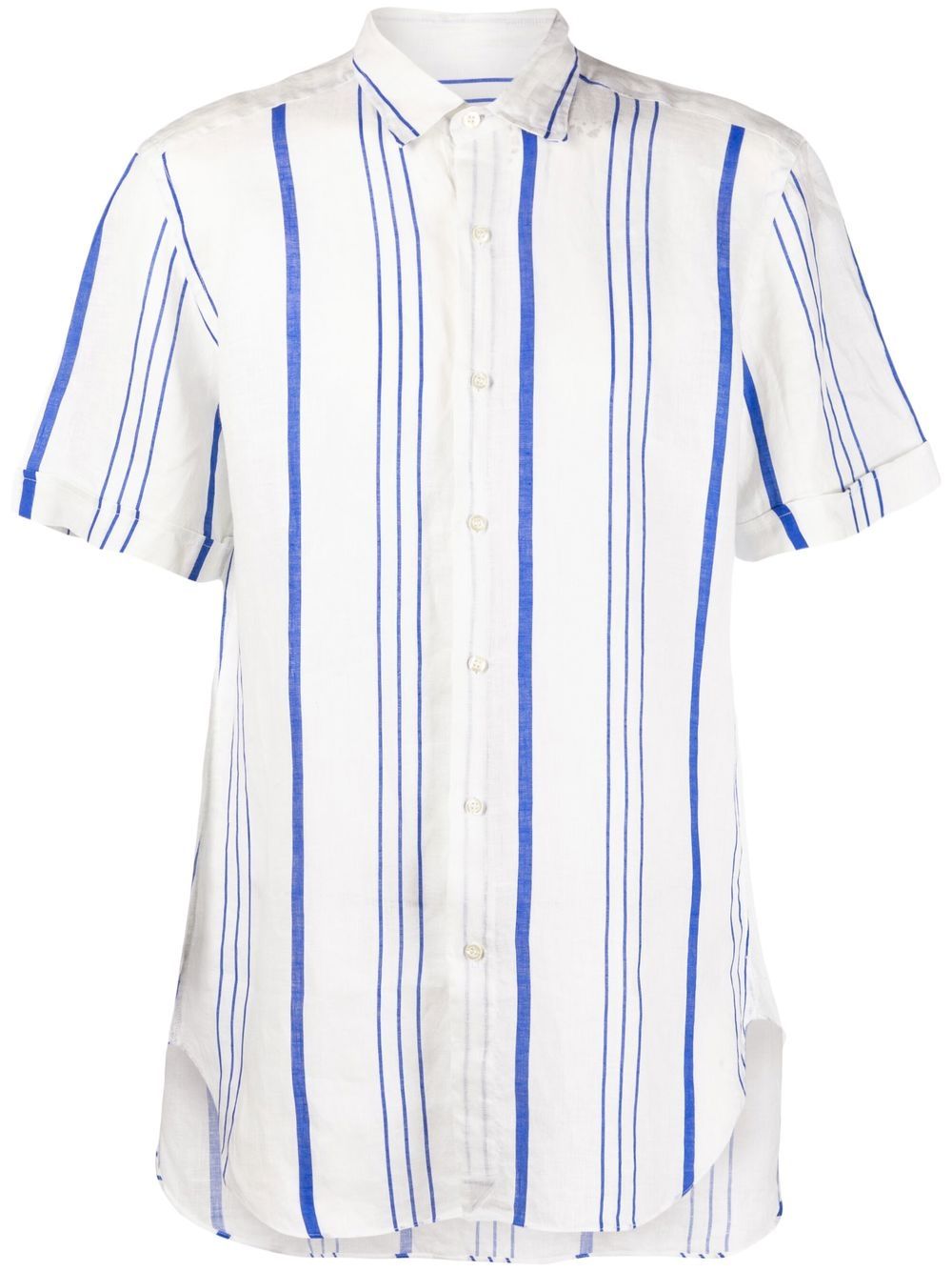 Stripe-print short.sleeved shirt - White