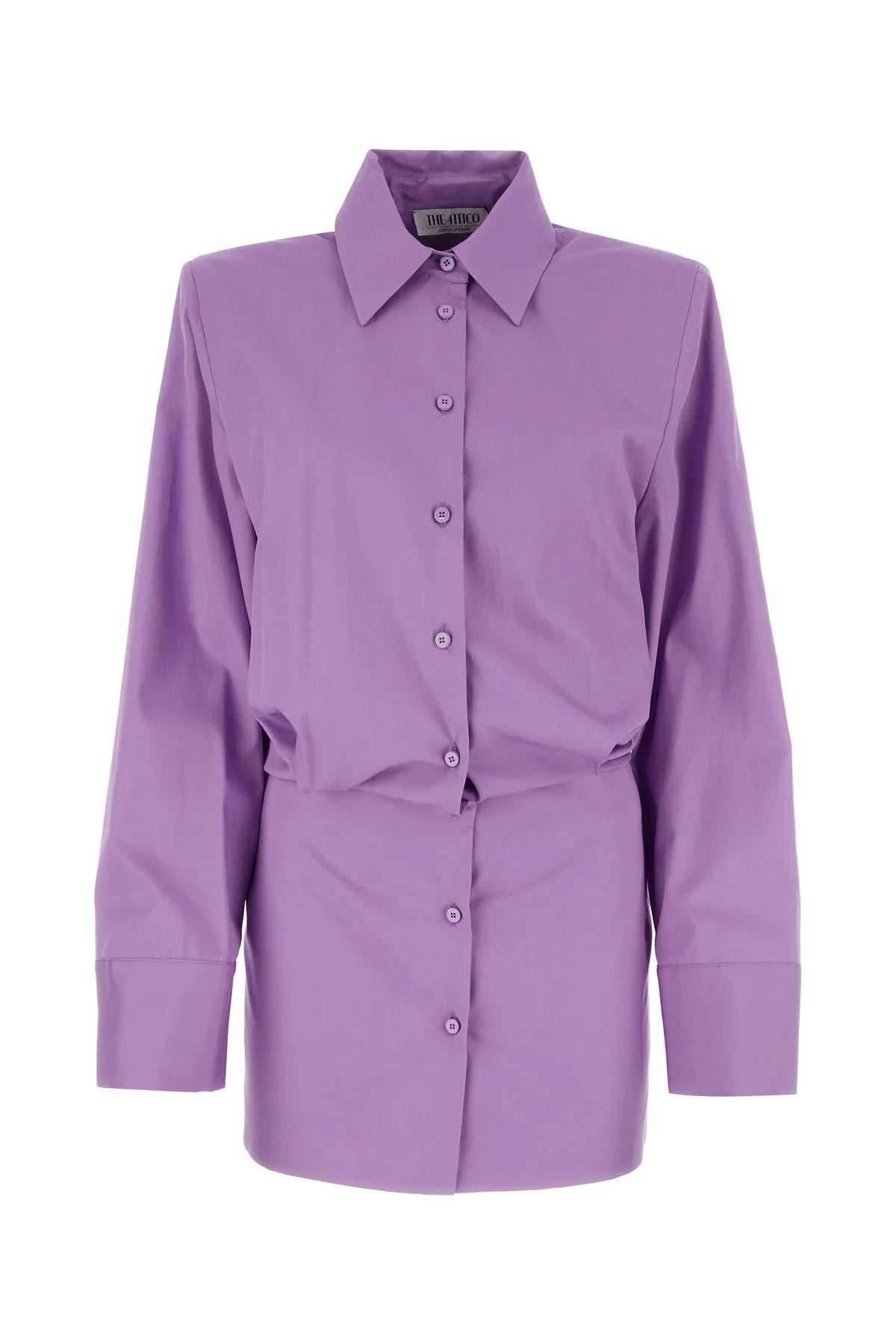 Structured cotton shirt dress - Purple