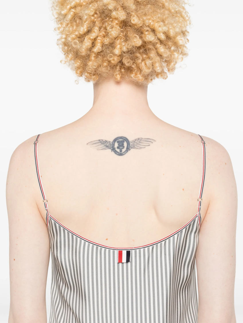 Grey Striped Pleated Minidress