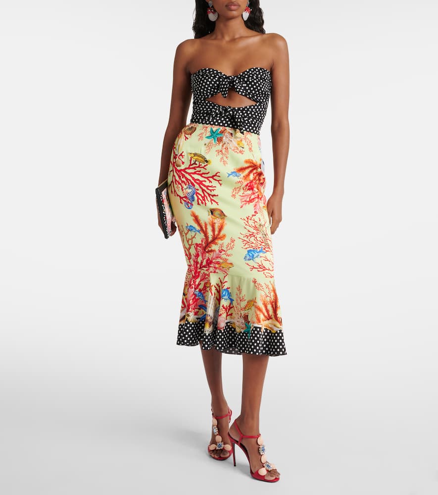 Capri printed silk-blend midi skirt