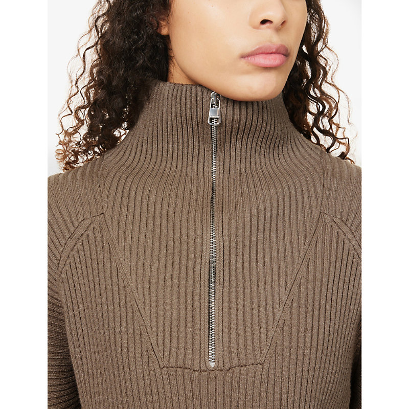 Womens Gravity Sage Reid Relaxed-fit Woven-blend Jumper
