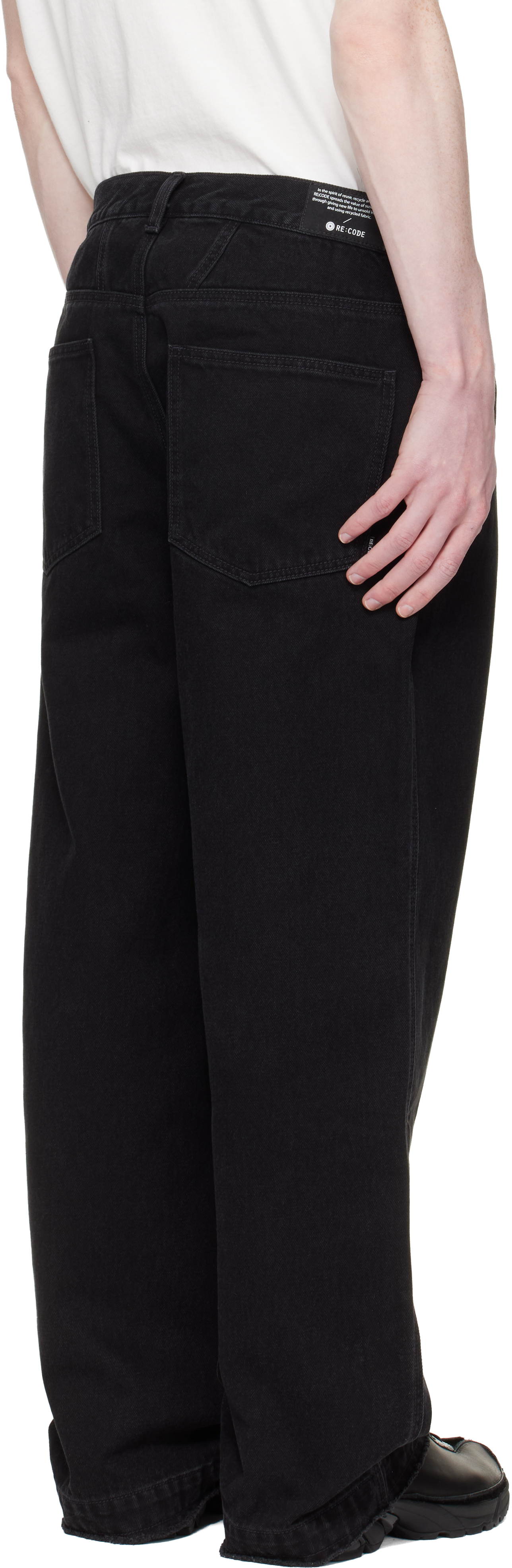 Black Raw-Edged Denim Jeans