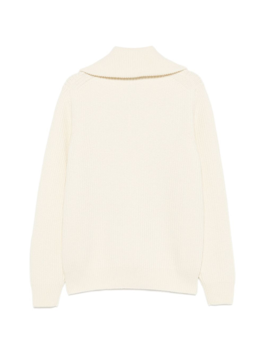 Off White Half Zip Logo Sweater