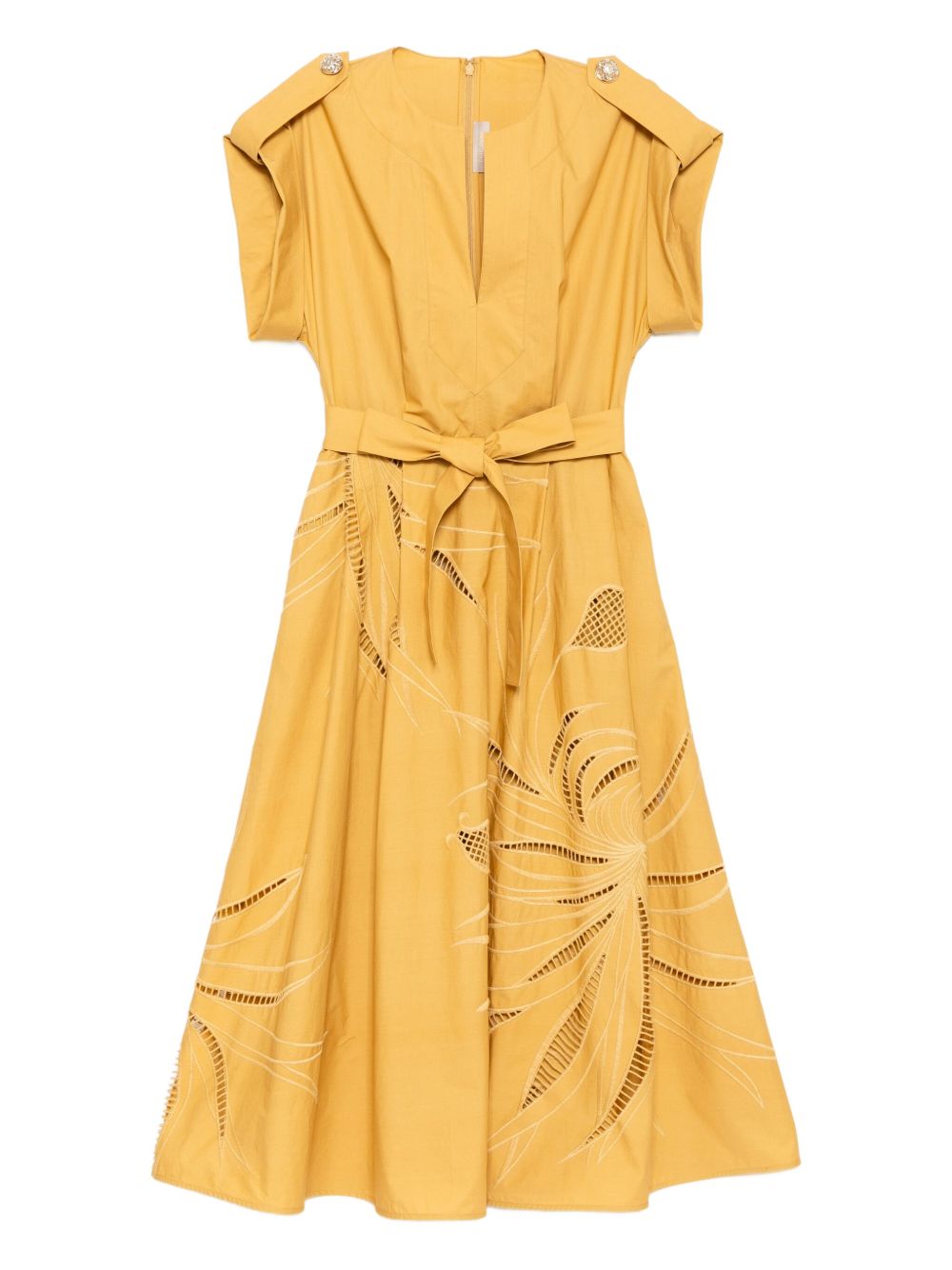 Embroidered midi dress - Neutrals