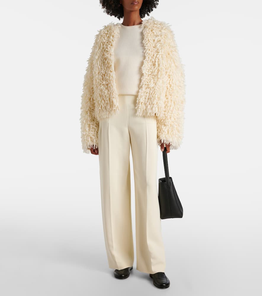 Van fringed wool-blend jacket