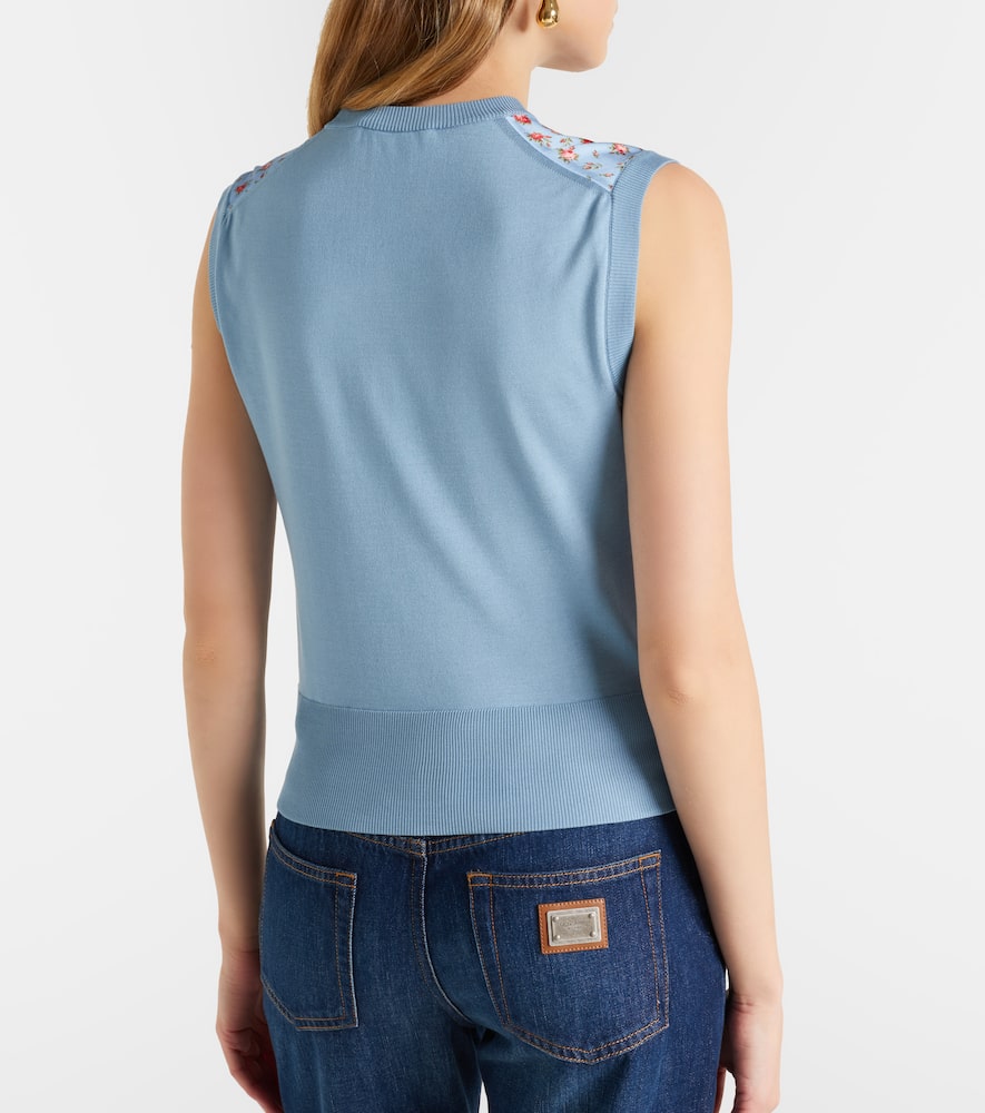 Floral silk sweater vest