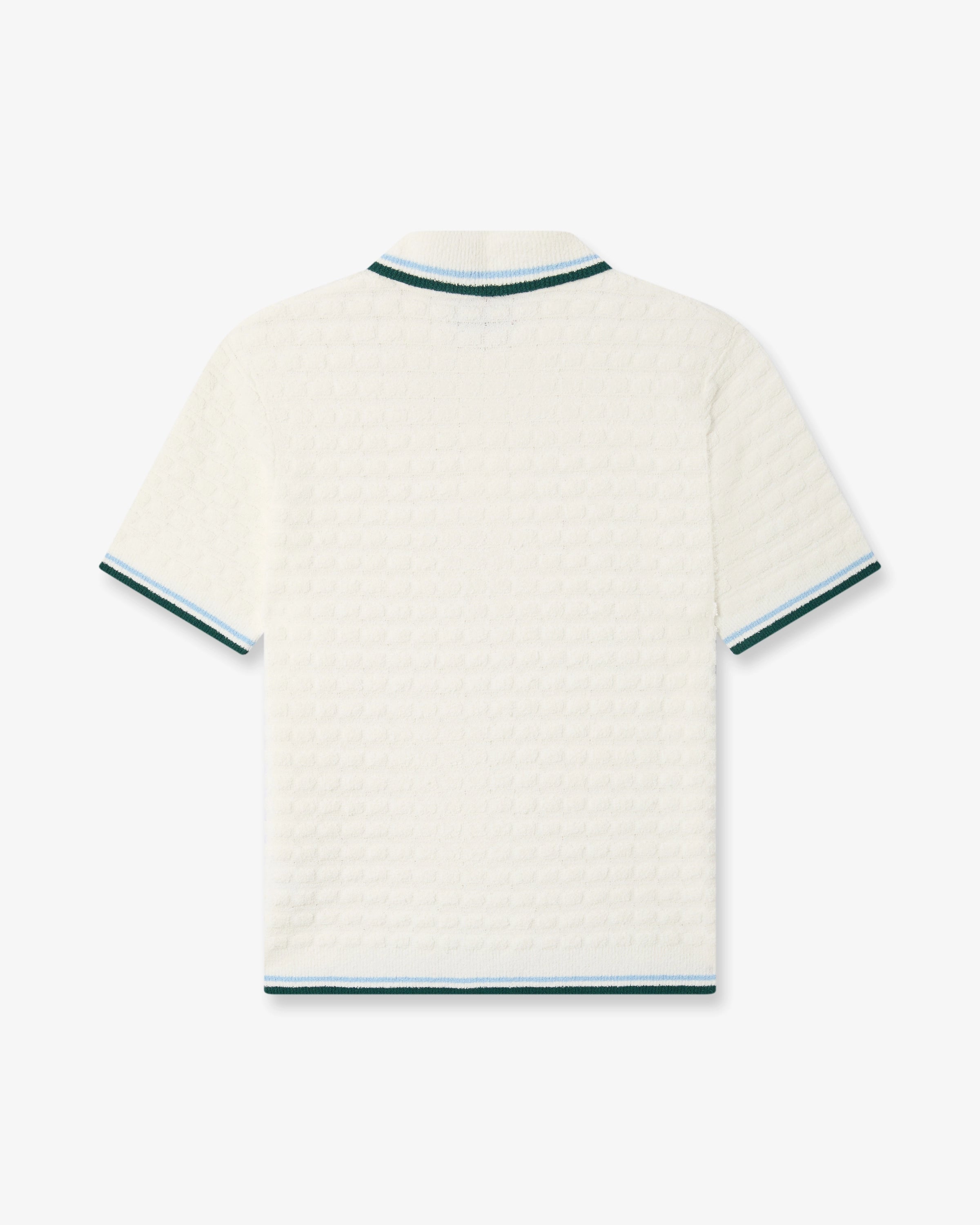White Boucle Short Sleeve Polo Shirt