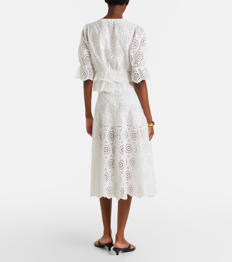 The Deco broderie anglaise cotton midi skirt