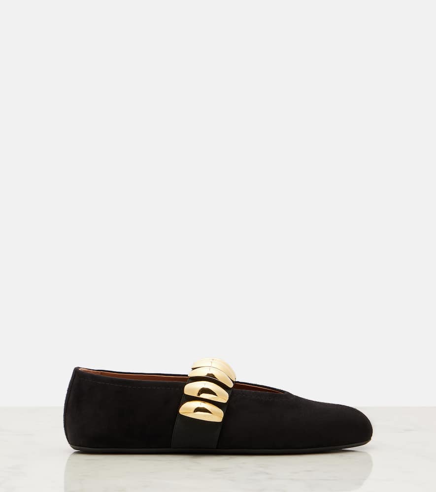 Alaïa Embellished suede ballet flats
