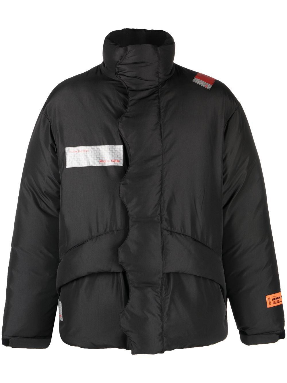 Logo-patch padded coat - Black