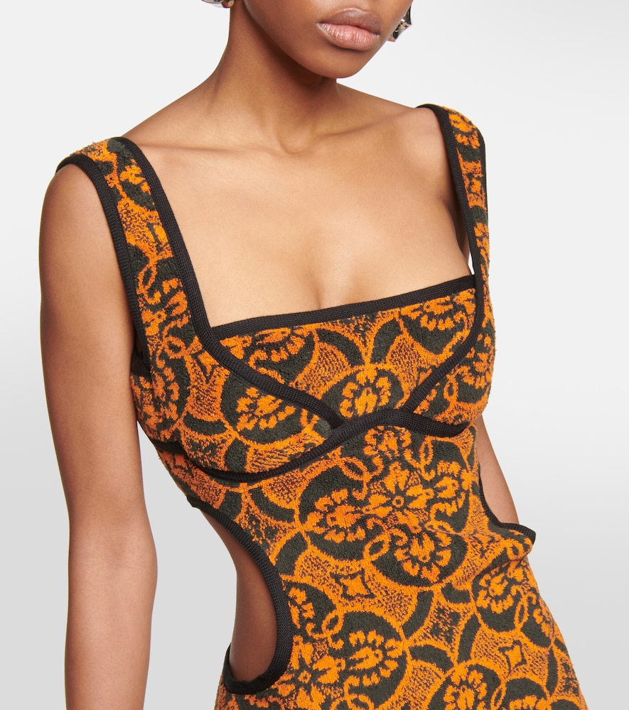 Jacquard cutout cotton minidress