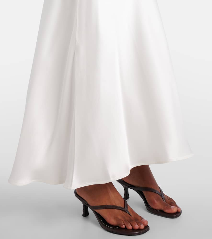 Asceno Bordeaux silk satin slip dress
