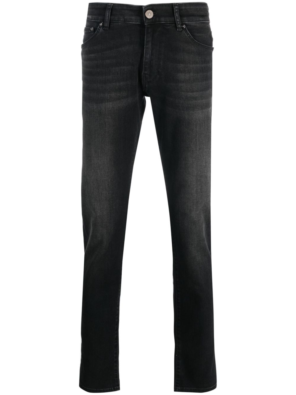 Washed denim slim-cut jeans - Black