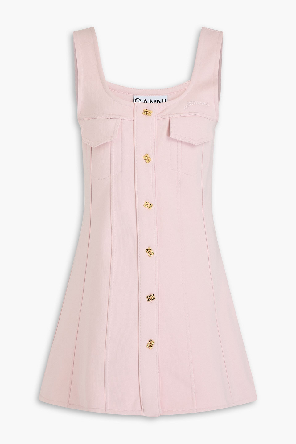 GANNI - Cotton-fleece mini dress - Pink - L