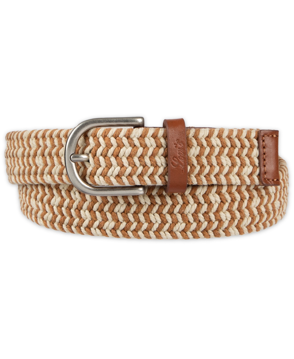 Women's Fully Adjustable Two-Tone Braided Rope Belt - Tan