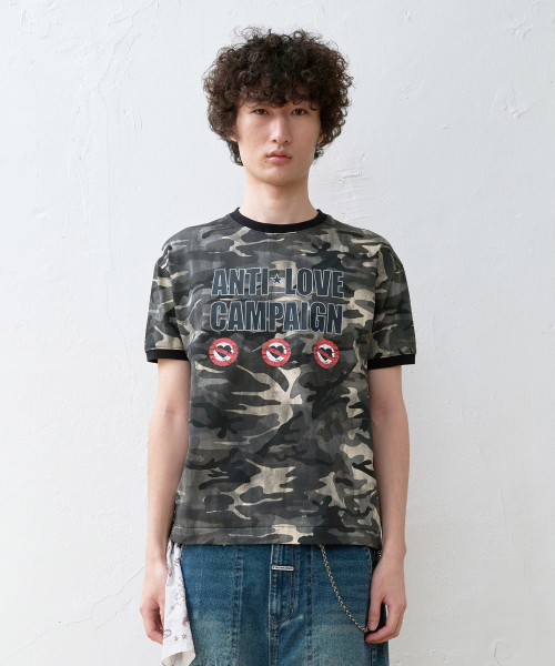 ANTI LOVE CAMO RINGER TEE BLACK