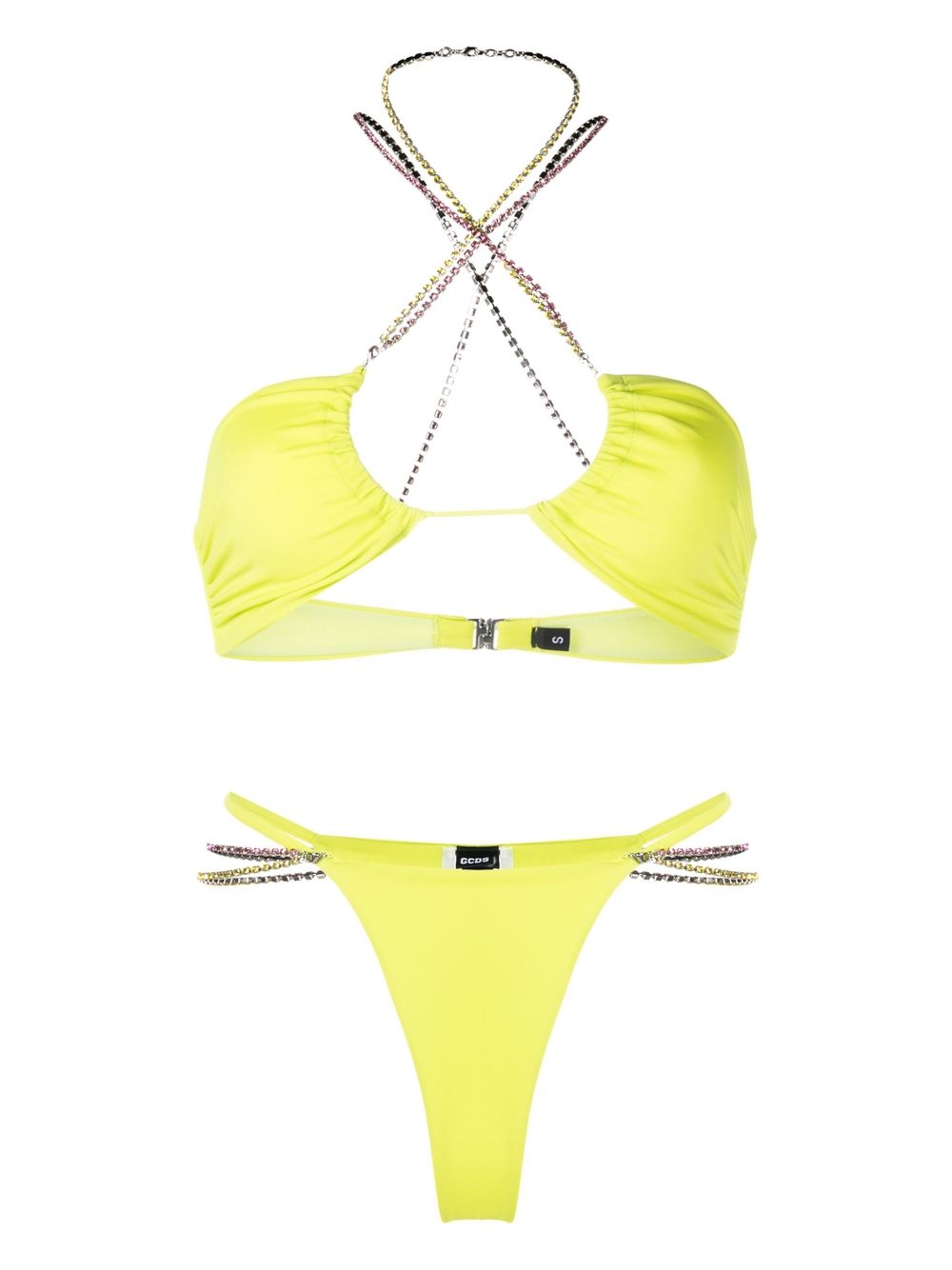 Crystal-embellished bikini set - Green