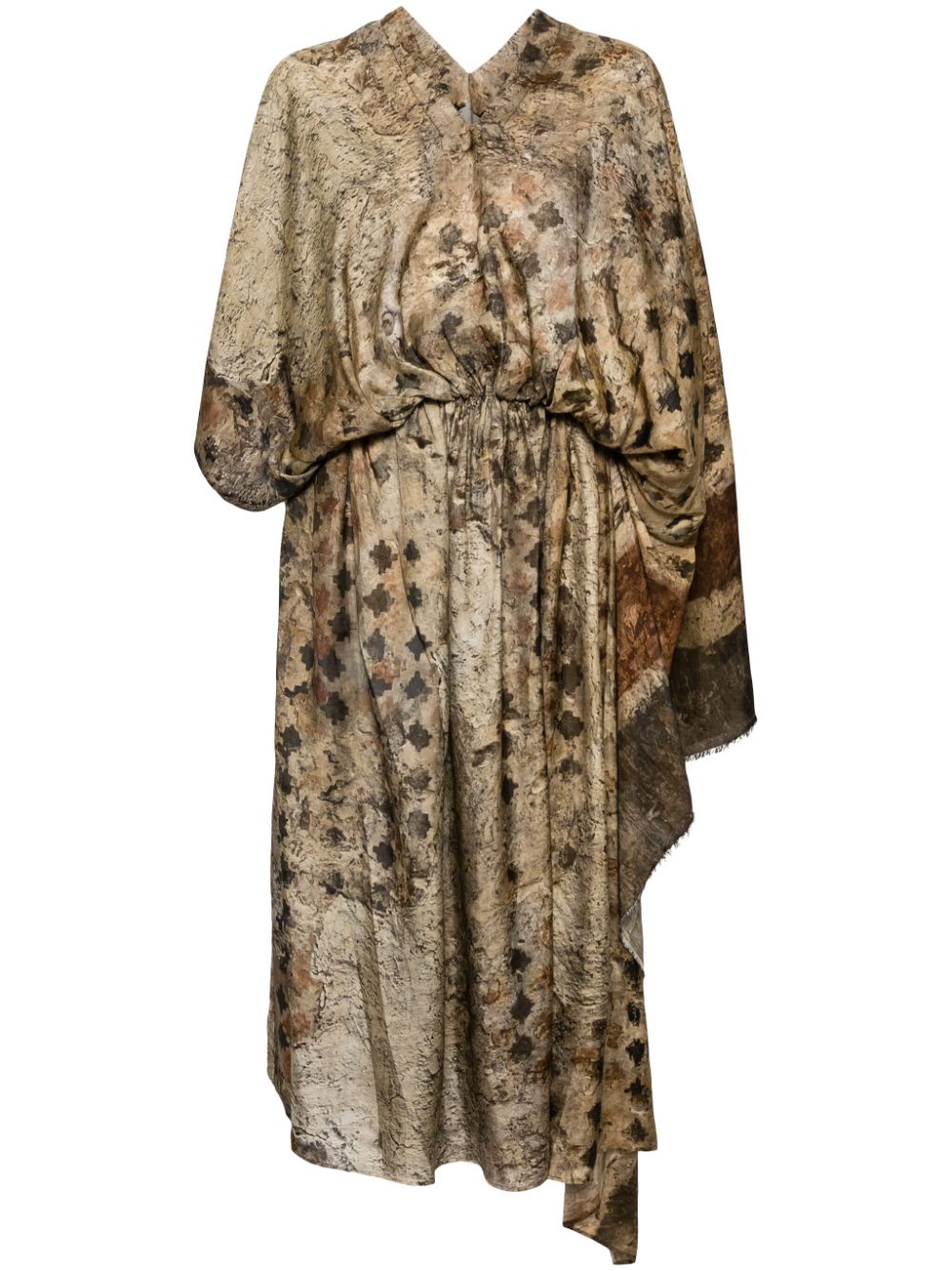 Asymmetric maxi dress - Brown