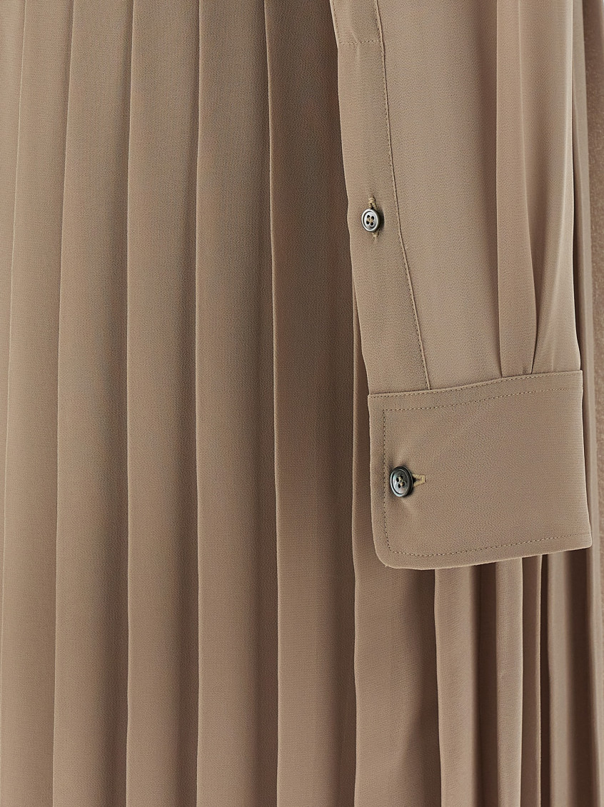 Beige Pleated Midi dress
