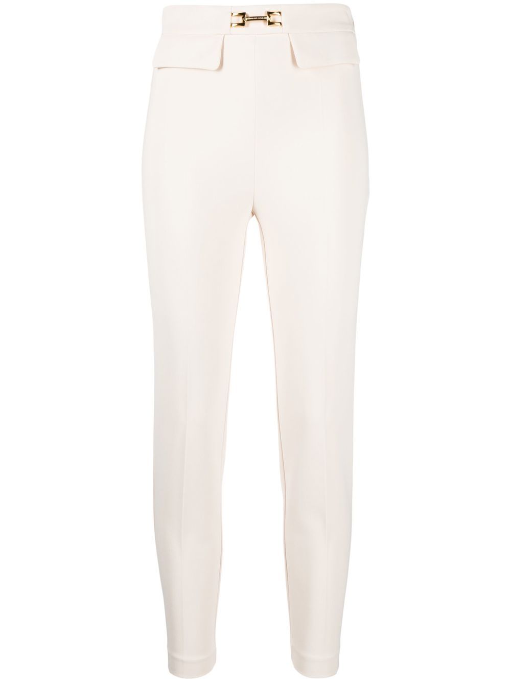 High-waist slim-cut trousers - Neutrals