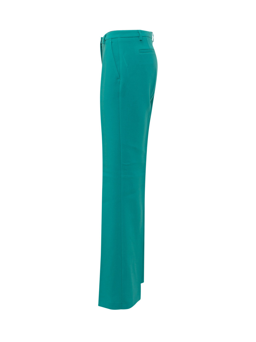 Green Straight Flat Front Pants