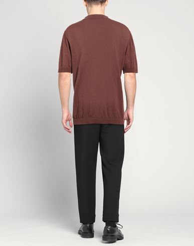 Man Sweater Chocolate brown Size 50 Cotton