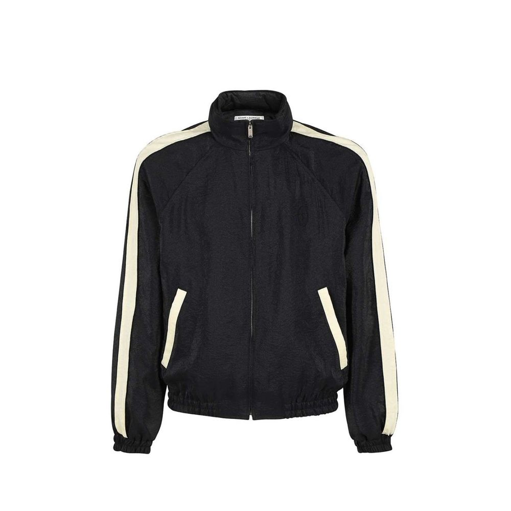 Colour-Block Polyamide Bomber Jacket — Black