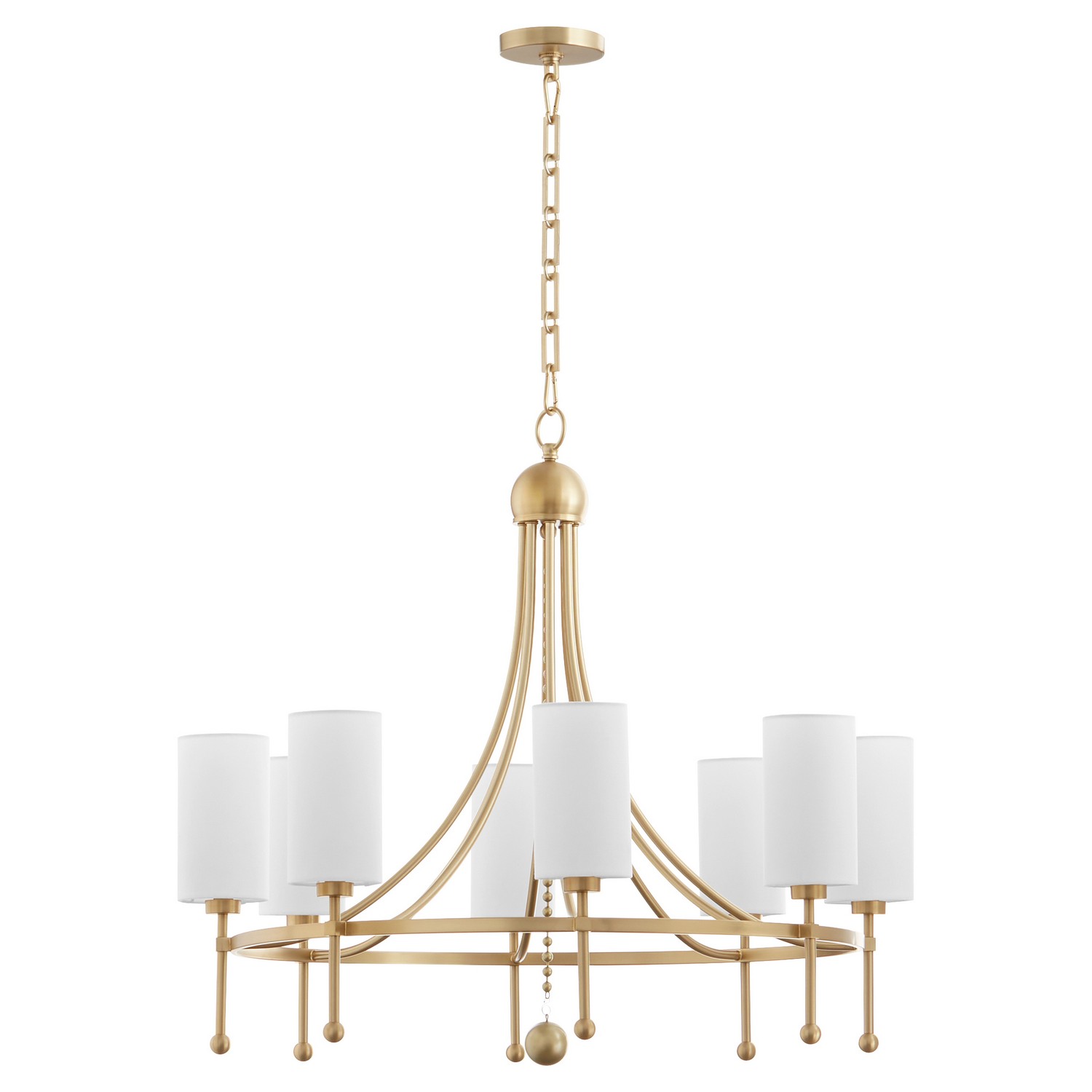 Aged Brass Eight Light Chandelier from the Lee Boulevard Collection