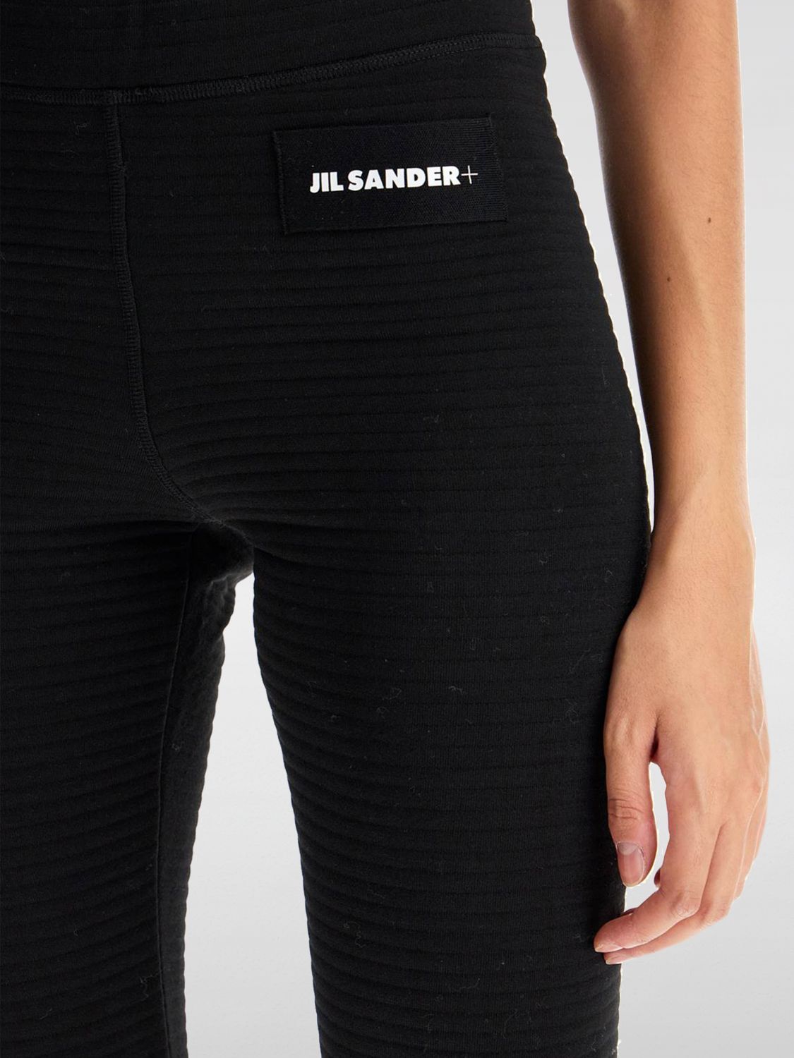 Logo-patch ribbed leggings - Black