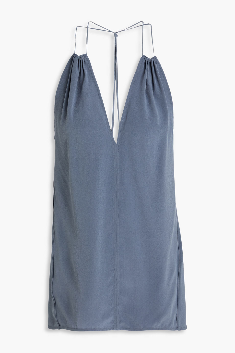 Silk-satin halterneck top - Blue - UK 10