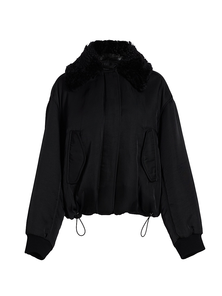 Women's Vadra Faux-Shearling Collar Twill Jacket - Black