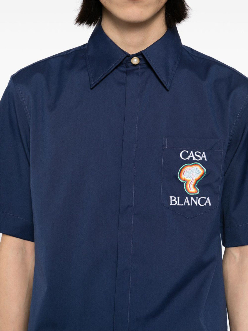 Embroidered logo shirt - Blue