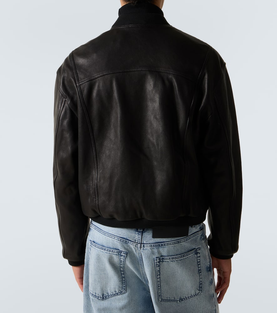 Leather bomber jacket