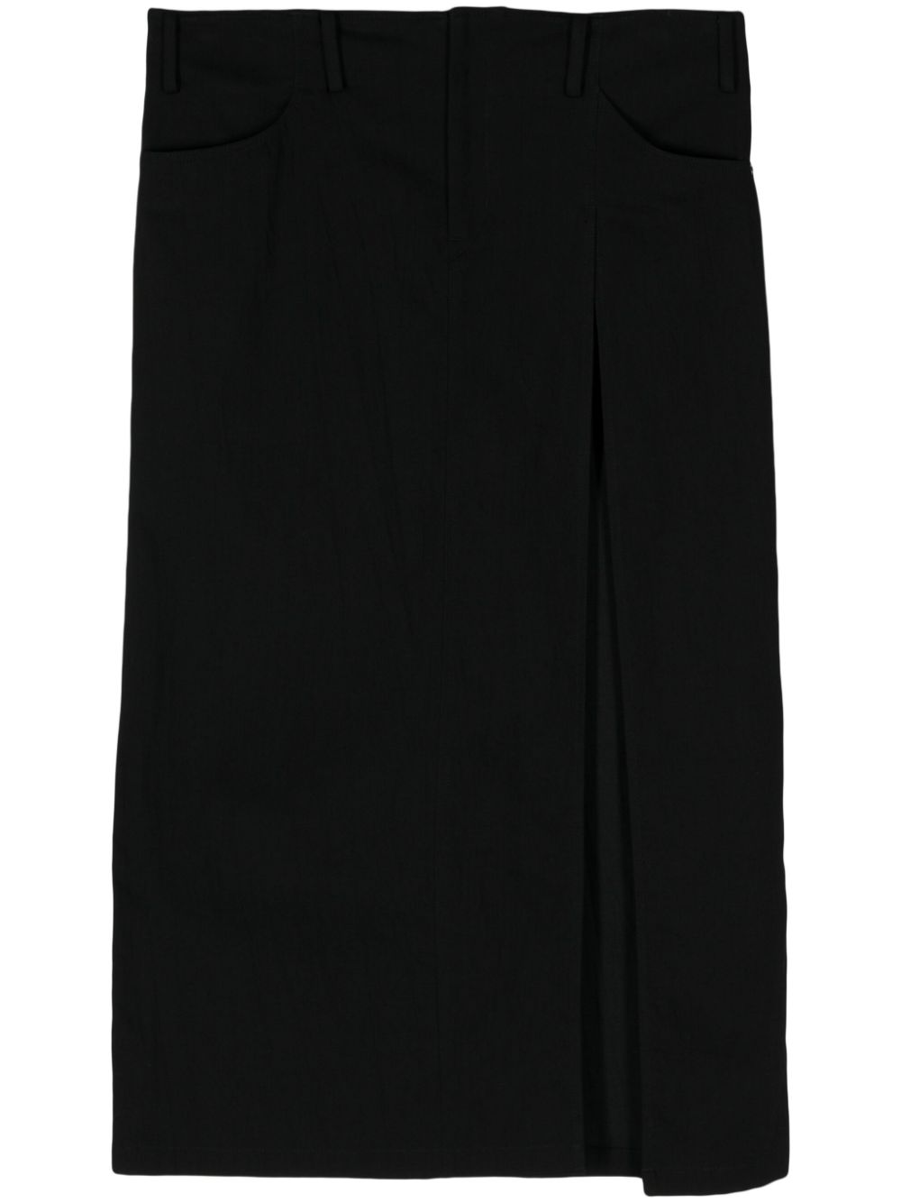 Side-slit denim maxi skirt - Black
