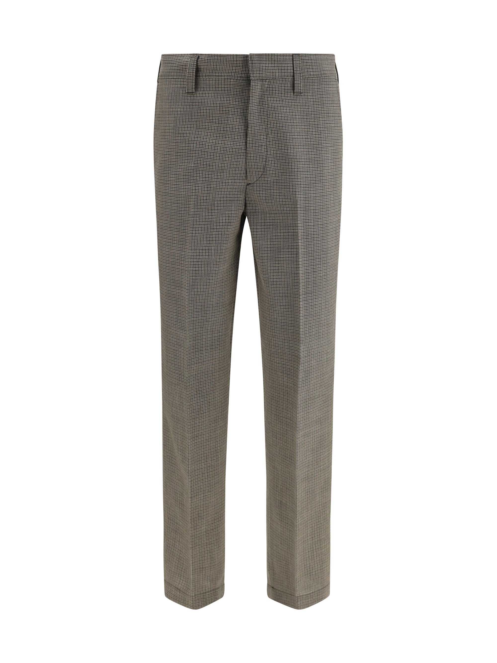 Checked Wool Trousers — Gray