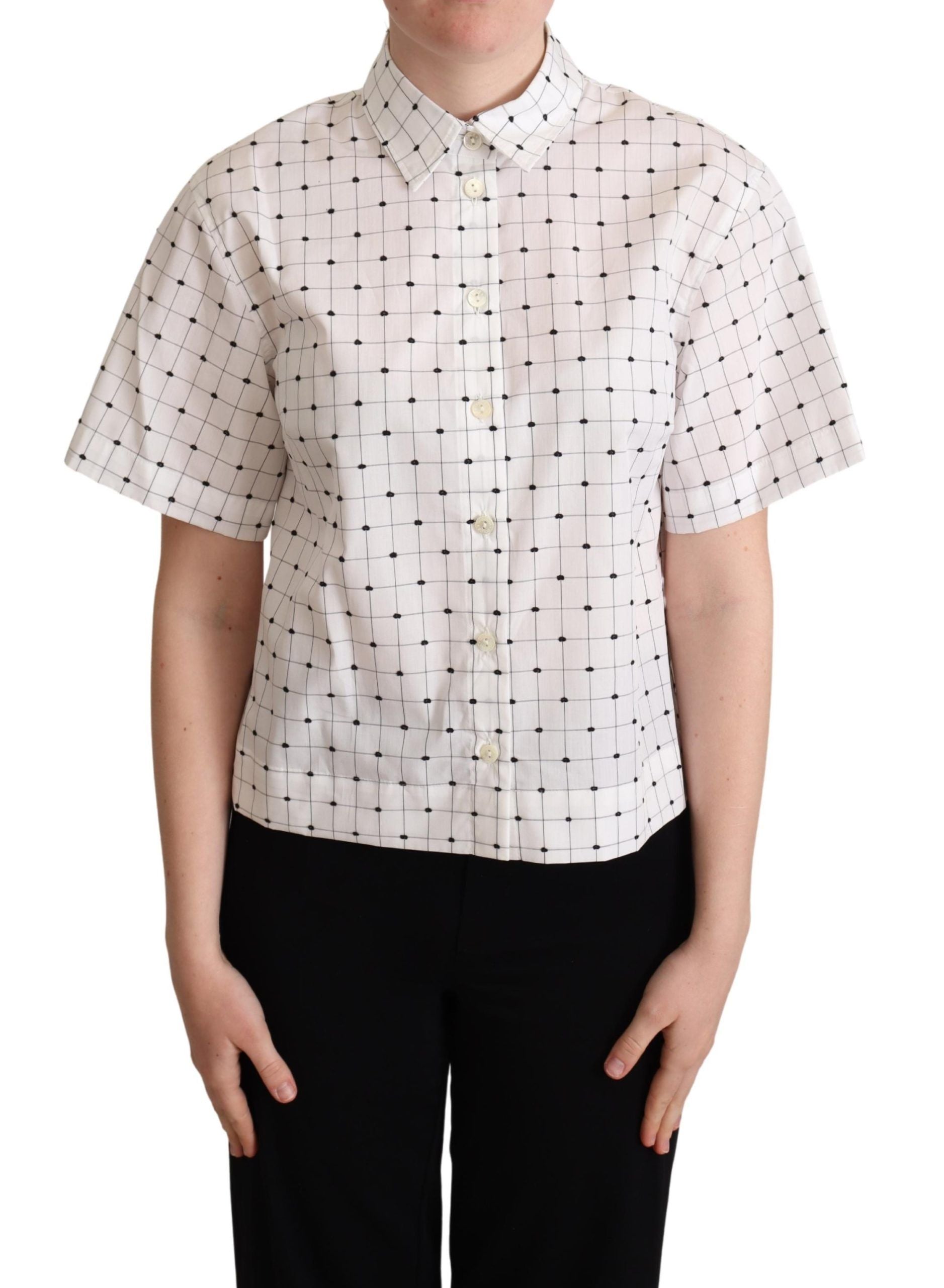 Polka Dot Cotton Shirt — White