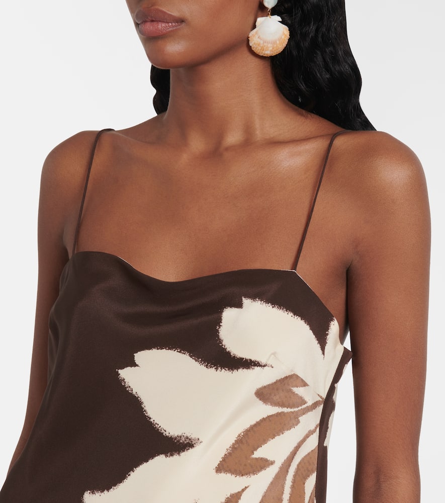 Floral silk satin slip dress