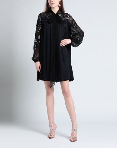 Woman Mini dress Black Size 10 Silk, Viscose
