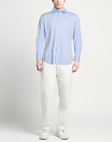 Man Shirt Sky blue Size 15 Cotton