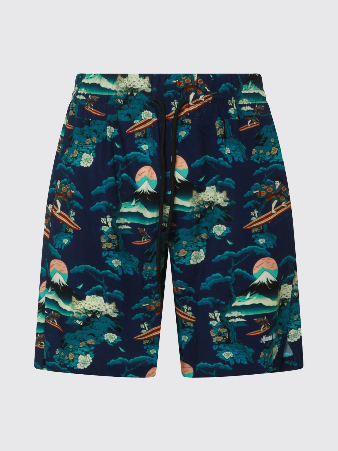 Palm tree-print drawstring track shorts - Black