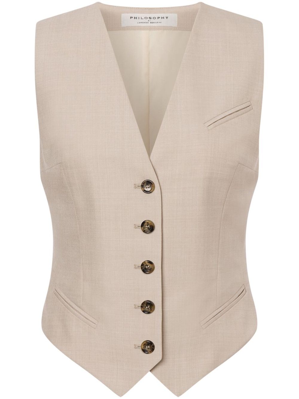 V-neck strap-detail waistcoat - Neutrals