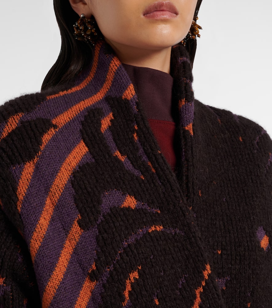 Wool and alpaca-blend jacquard wrap coat