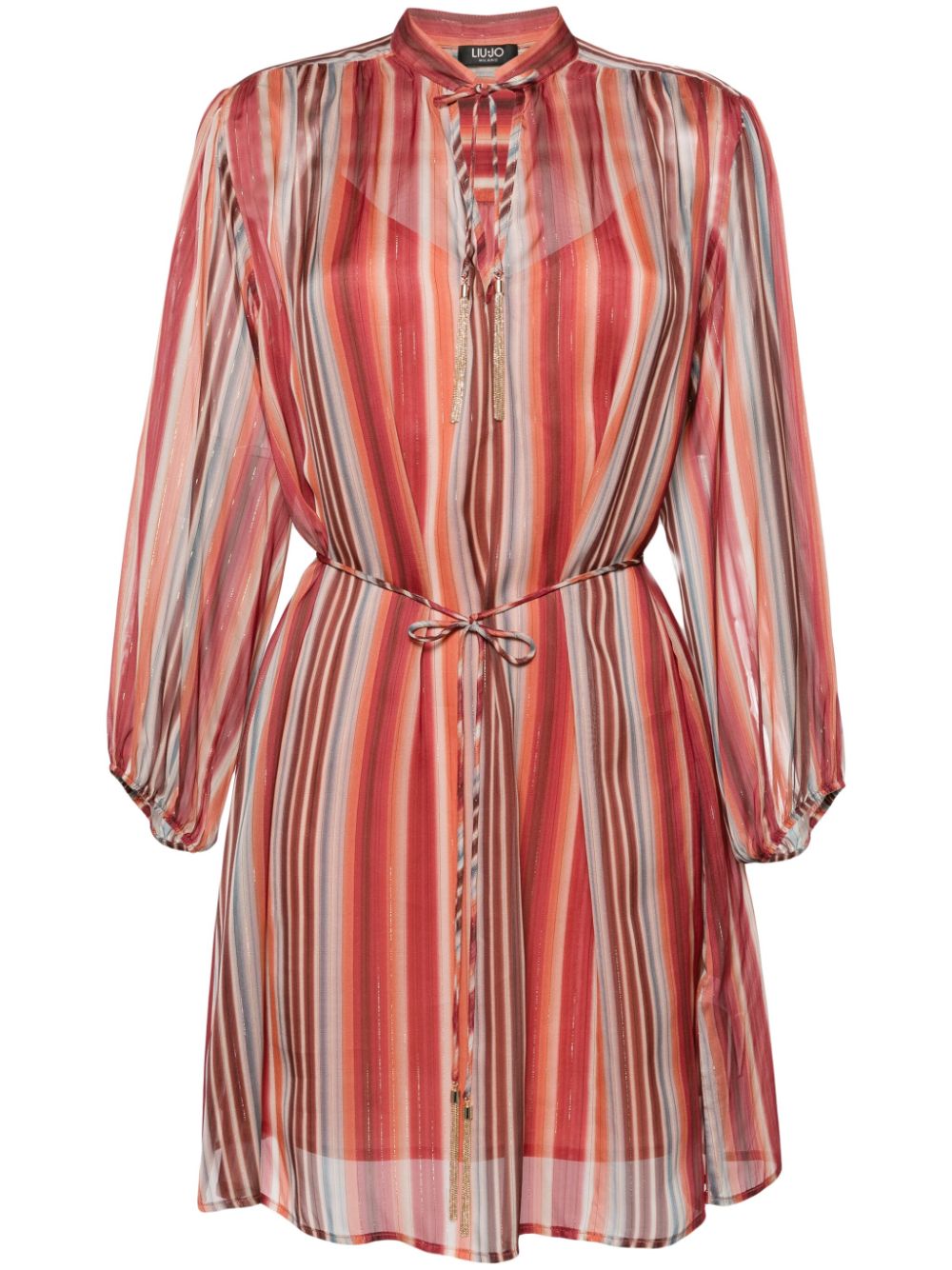 Striped split-neck minidress - Red