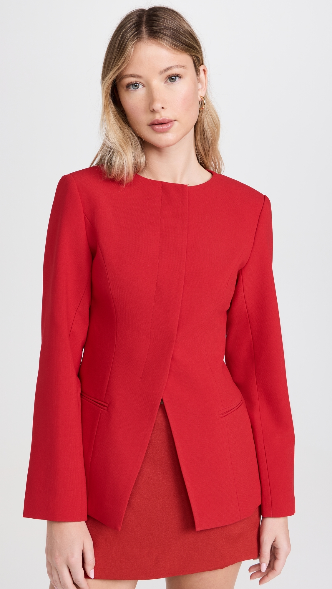 Daphne Long Waisted Blazer Red