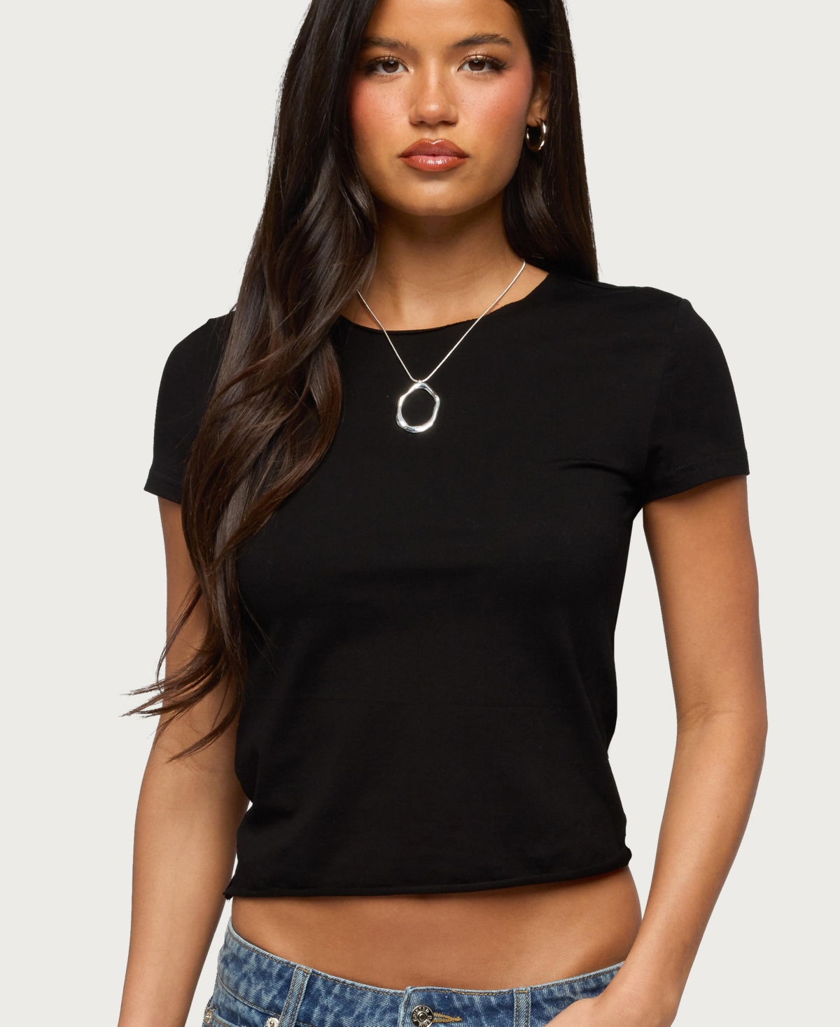 Women's Izabelle Shredded Back T Shirt - Black