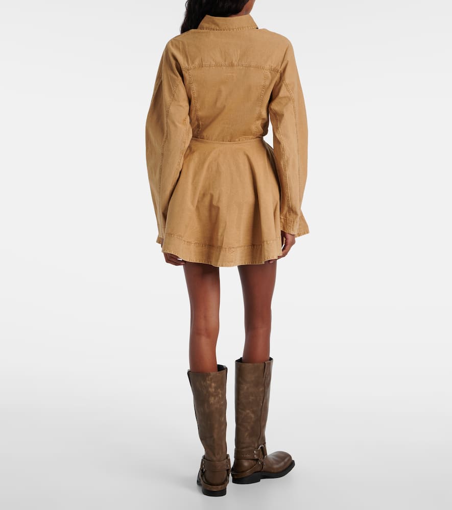 Flared cotton-blend miniskirt