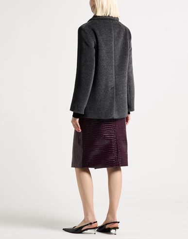 Woman Coat Charcoal Size 0 Alpaca wool, Virgin Wool
