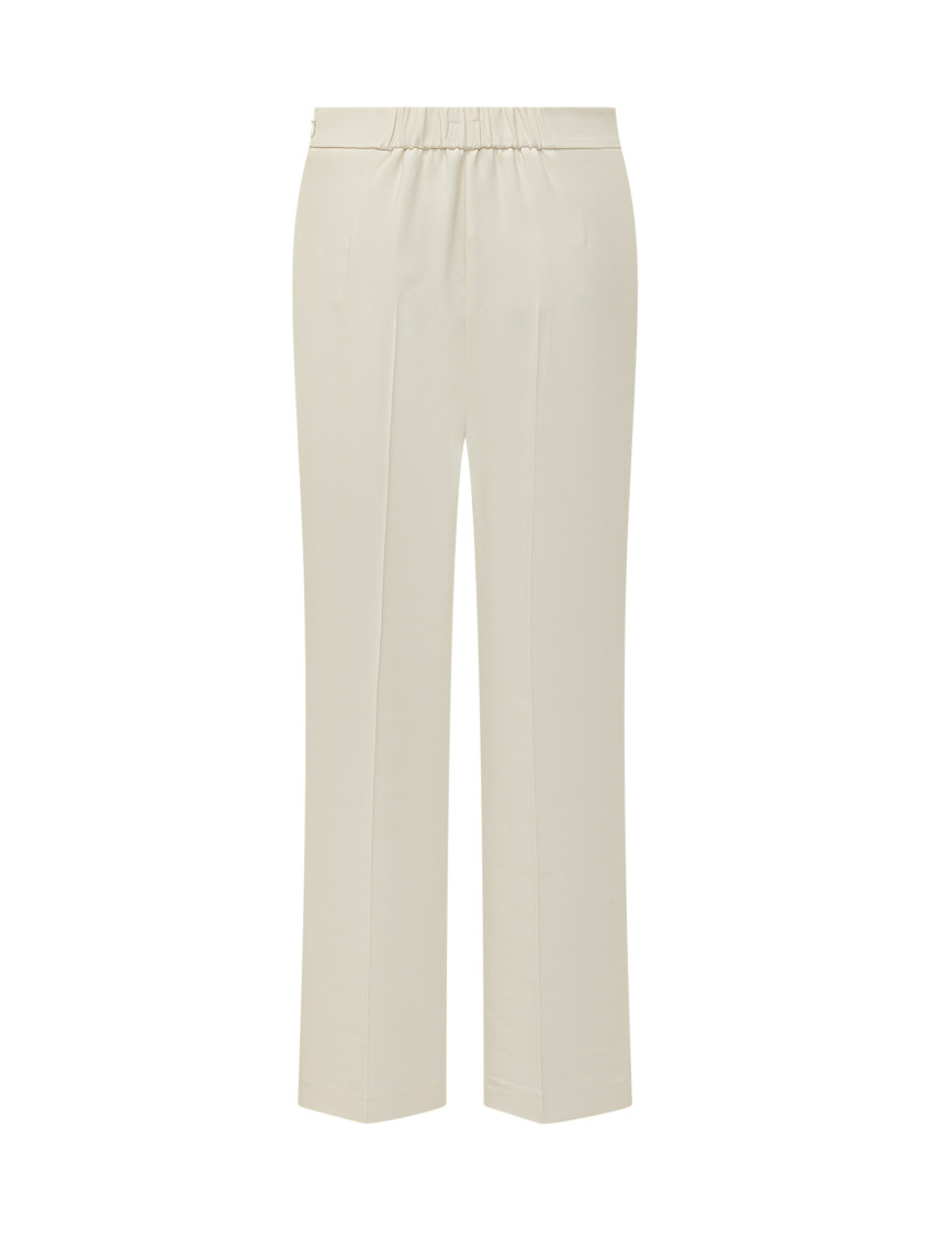 Beige Bootcut Flat Front Pants